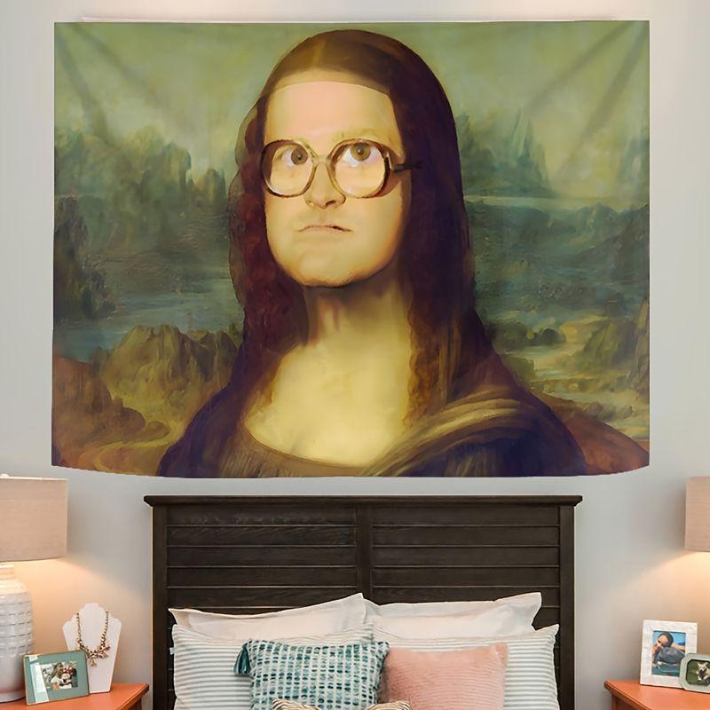 Parody Wearing Glasses Fun Oil Painting Tapestry Background Hanging Cloth Funny Internet Celebrity Room Decoration