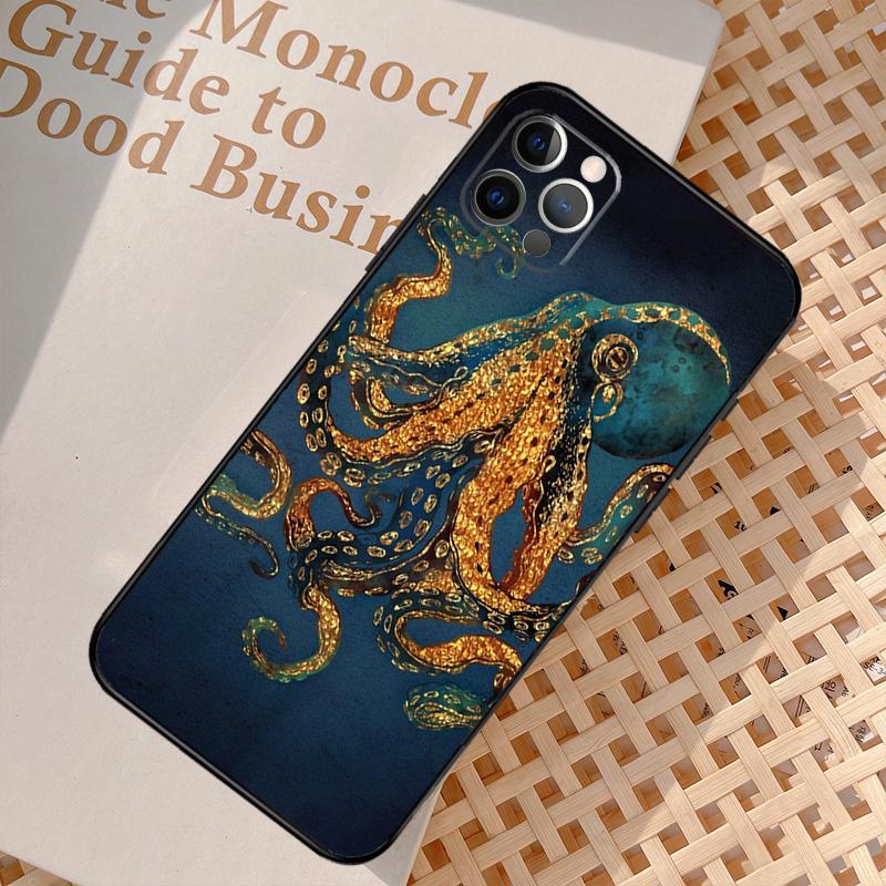 Marine Life Ocean Octopus Case For iPhone 16 13 11 12 14 15 Pro Max mini XR X XS MAX Plus Cover Cases