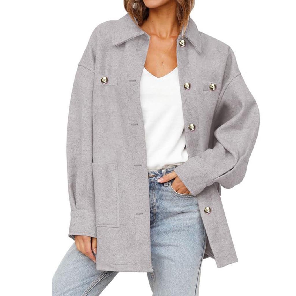 Women Shacket Jacket Button Down Long Sleeve Shirt Fall Outfits