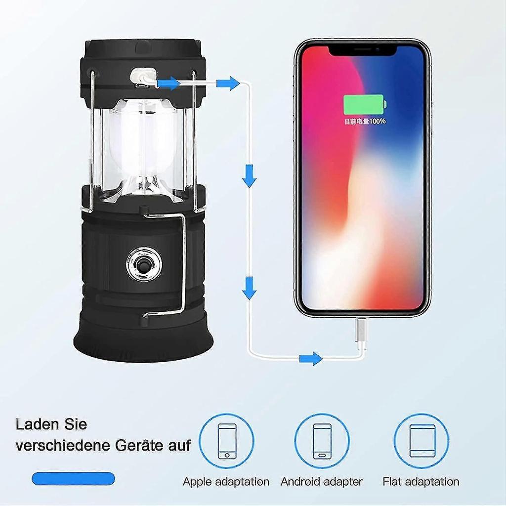 Camping Lantern, Foldable Camping Lamp, Usb And Solar Rechargeable Tent Light Yanlieso