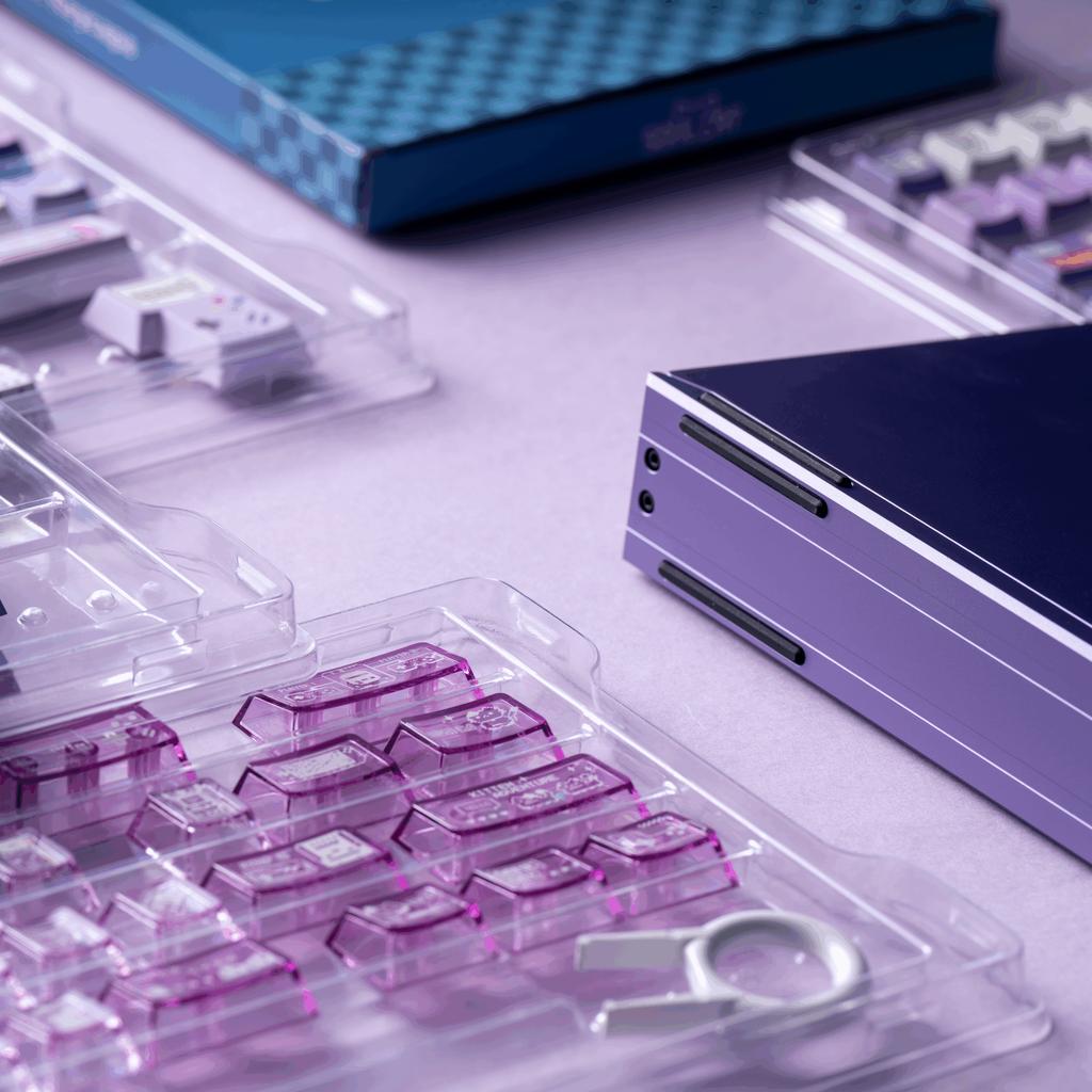 Video Game Meow Keycaps Pbt+Pc Transparent Fog Transparent Keycaps Purple Cute 167 Key Translucent Alice Layout Keycaps