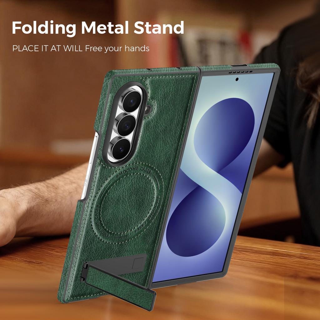 Магнитный кожаный чехол для Samsung Galaxy Z Fold 8 Ultra 7 6 5 4 3 Fold8 С подставкой Беспроводная зарядка Ударопрочный чехол для телефона