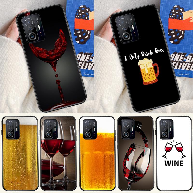 Чехол для Xiaomi 13 14 Ultra 11T 12T 13T 14T Pro POCO X7 Pro X3 X5 F3 F5 F6 M6 X6 Pro с рисунком "Пей пиво, пей красное вино"