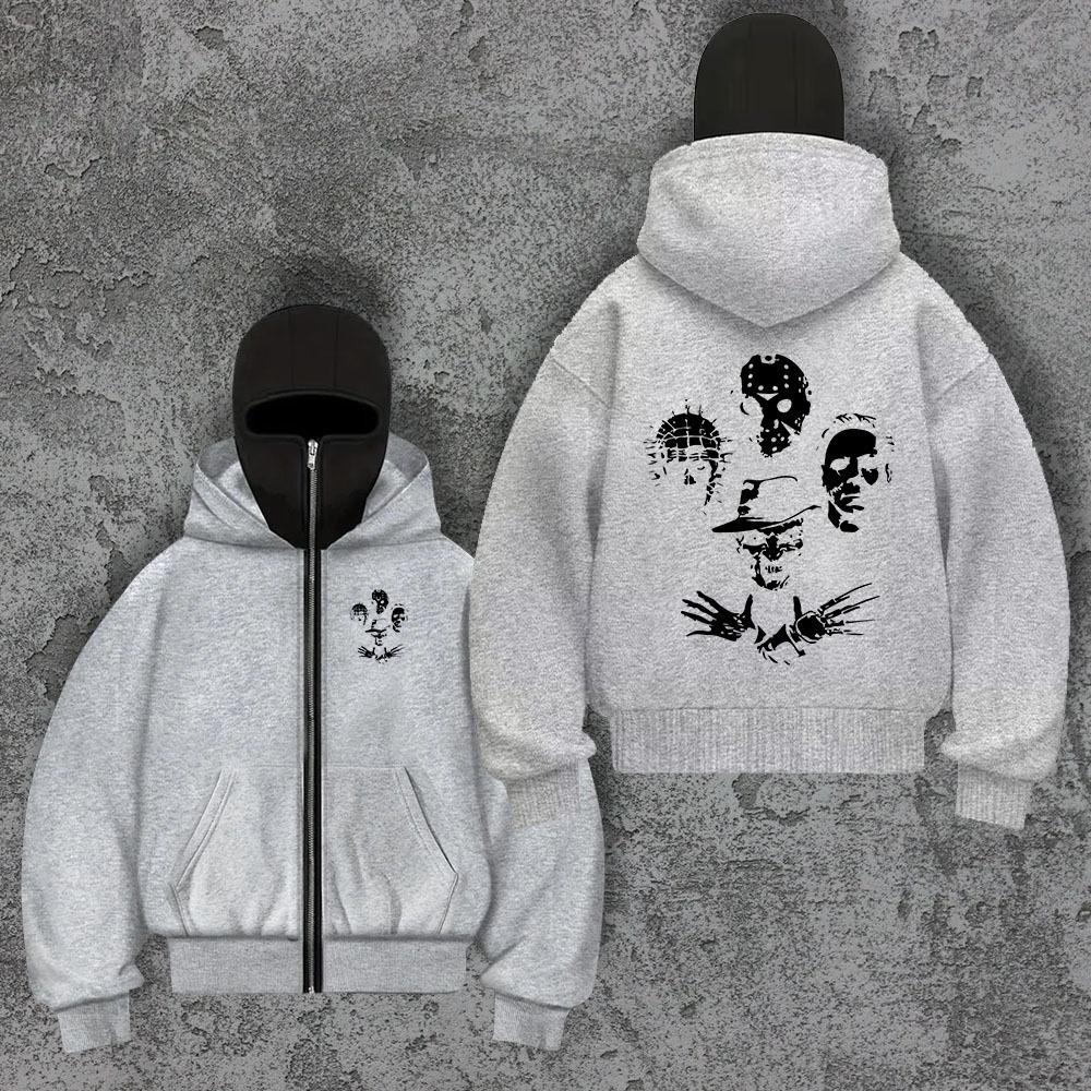 Трендовый бренд Бархатный двойной капюшон Уникальный дизайн Толстовка с капюшоном для осени и зимы, Новая унисекс свободная толстовка Y2K