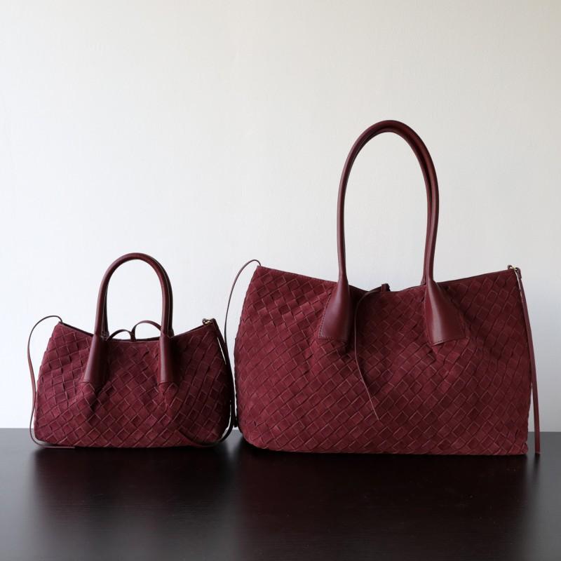 Handwoven Suede Leather Tote Bag Women Large Capacity Work Commuter Winter Style
