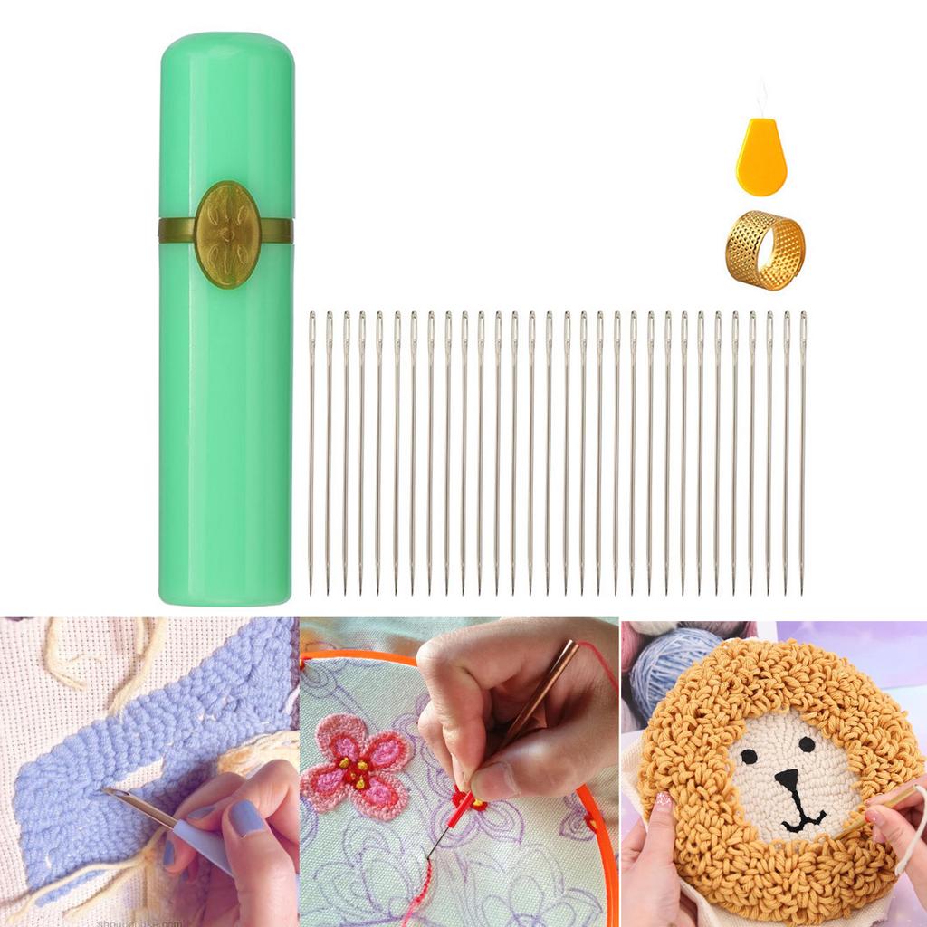 Игла с большим ушком Набор игл для ручного шитья Наперсток для шитья Игла для вышивания Игла для вязания пряжи для рукоделия