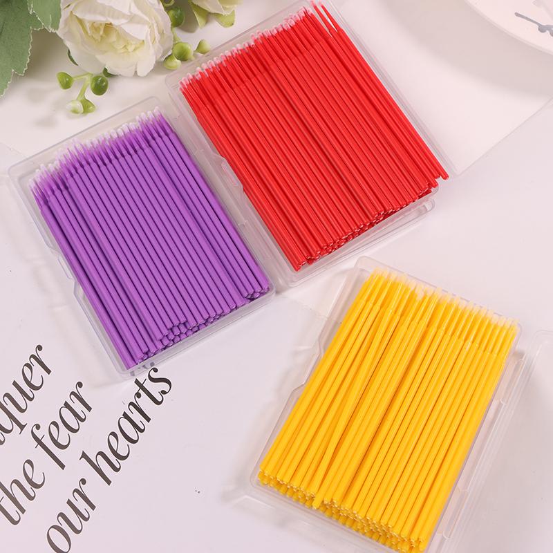 100 шт. микро-кисточка для наращивания ресниц, микро-ватные палочки для губ, тушь для ресниц, розовая микрокисточка