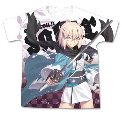 Футболка Cospa Fate Grand Order Saber Souji Okita Full Graphic БЕЛАЯ, размер S, хлопковая