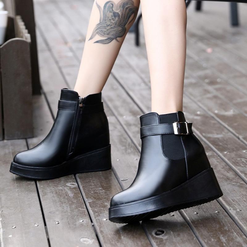 Женские ботинки кожаные черные ботильоны для женщин на высоком каблуке зимние женские ботинки размер 35-40 Botas Mujer fgb789