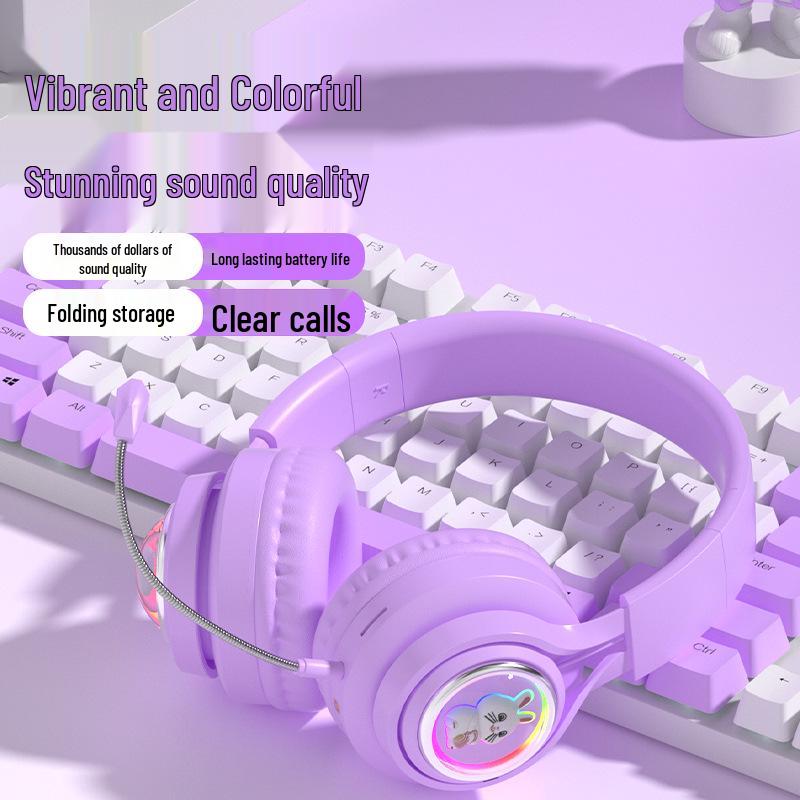 Новая светящаяся Bluetooth-гарнитура S5 Space Rabbit для игр, накладная