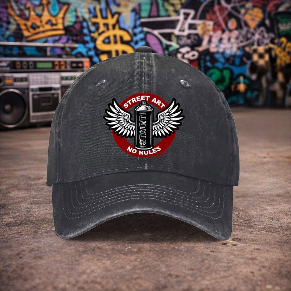 Unisex Vintage Washed Graffiti Wing Baseball Cap Street Style Duckbill Hat for Unisex Women Casual AllSeason Gift