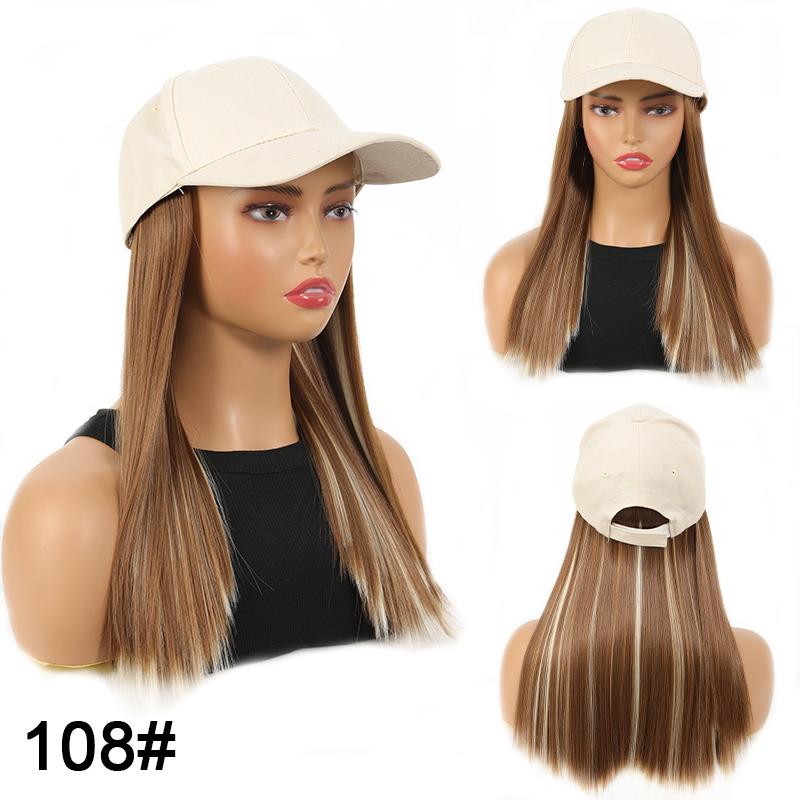 Белая кепка-утконос, длинный прямой парик, синтетический парик для женщин, удобный в ношении, регулируемый размер для ежедневного использования