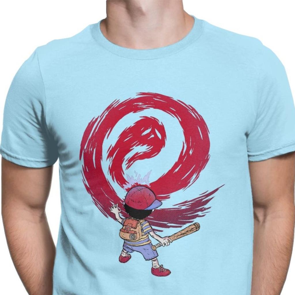 Cosmic Destroyer Earthbound Tops T Shirt for Men Mother RPG Ness Lucas Giygas Video Game T Shirts Pure Cotton Camisas Hombre