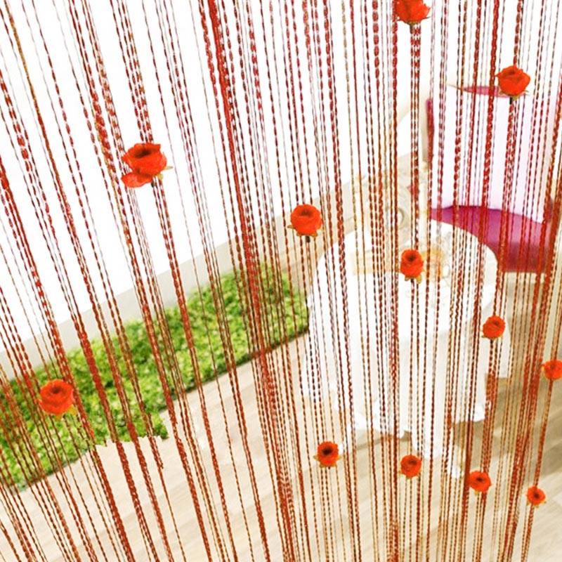 1 шт., домашний декор, роза, оконная занавеска, занавеска из полиэстера, занавеска для двери, разделитель, шелковая веревка