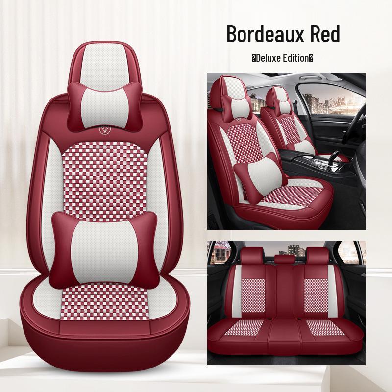 Ice Silk Breathable Leather Car Seat Cushion - Universal Fit, All-Season, Fully Surrounding Design