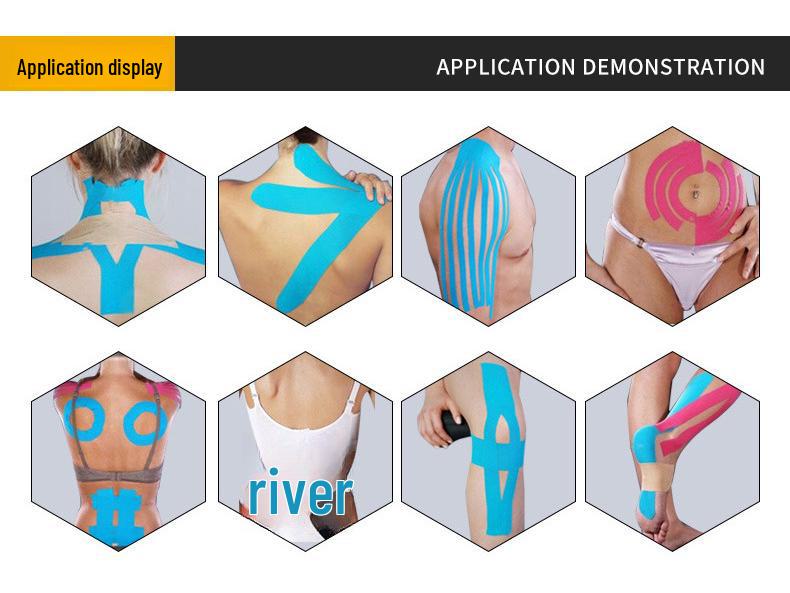 Предварительно вырезанный кинезио-пластырь на колено для лечения растяжений и занятий спортом