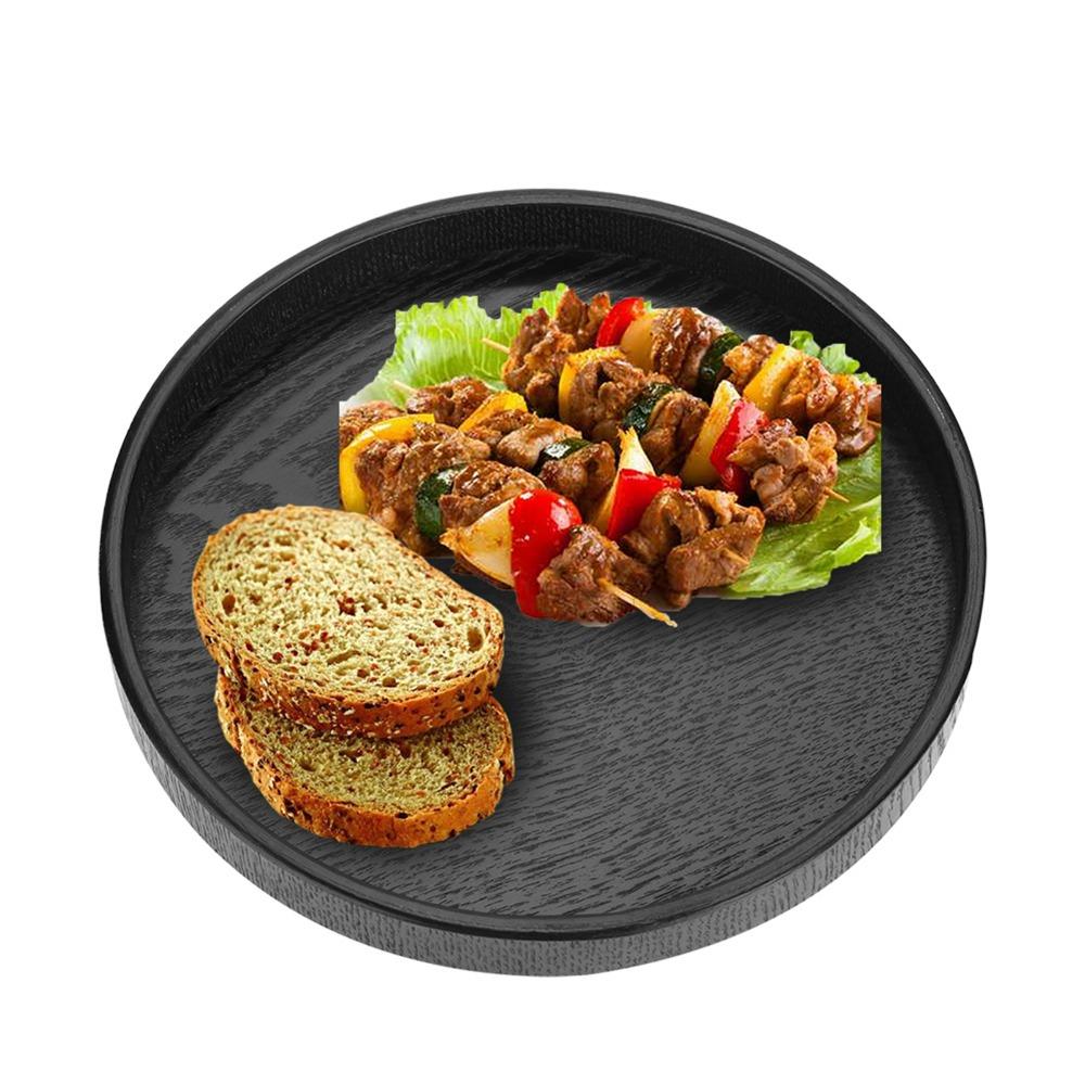 Round Shape Solid Wood Tray Black Color Tea Serving Tray Platter Wood Serving Tray Restaurant Use