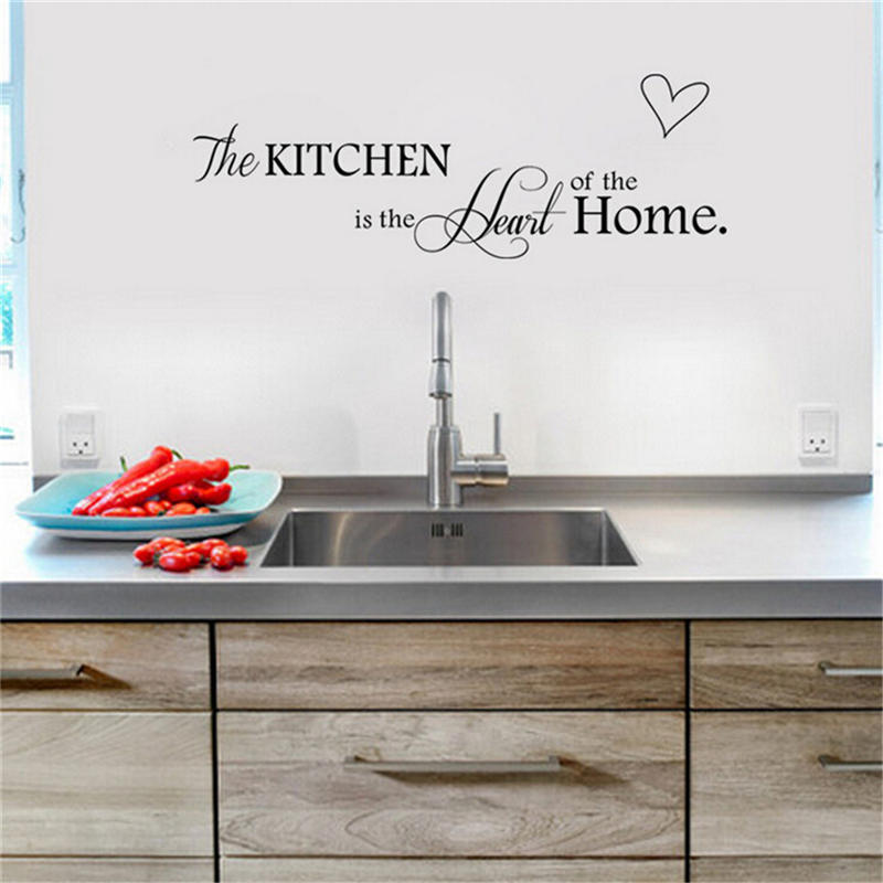 Kitchen Is The Heart Of Home Wall Stickers Quote Removable Tile Wall Decals Diy