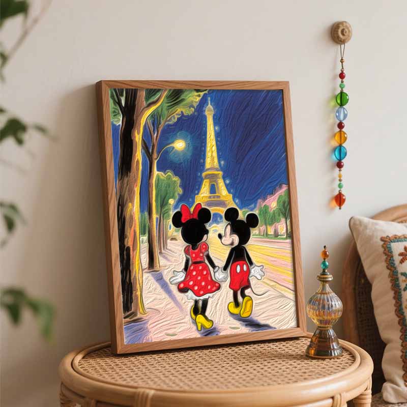 Disney Микки и Минни Маус в Париже Эйфелева башня Раскраска по номерам Художественный набор для рисования Домашний декор Подарок