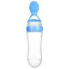 Feeding Bottle Spoon Silicone PP Safe Soft BPA Free Elastic Round Bottom Baby Food Feeder Blue