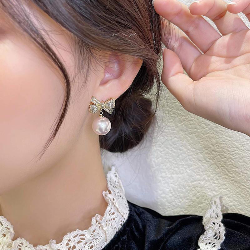Элегантные модные серьги-подвески с искусственным жемчугом для женщин, винтажные серьги-подвески с золотым цветом и кристаллами, корейские модные ювелирные изделия