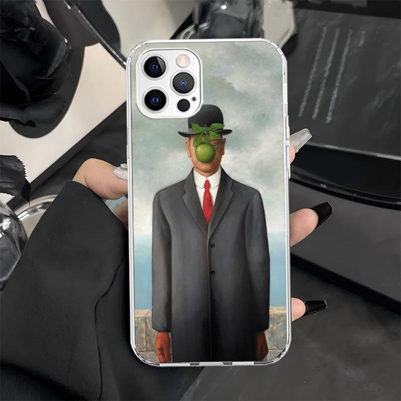 Чехол для телефона с рисунком Рене Магритта для iPhone 11 12 13 Mini 14 15 Plus 16 Pro Max 17 Air 16E 7 8 SE 17ProMax Мягкий чехол Fundas 11 12 1