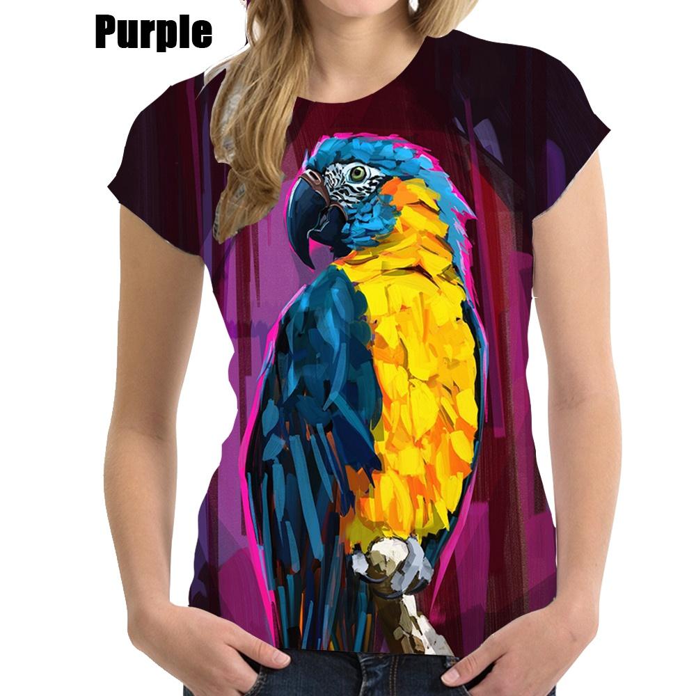 Женская повседневная футболка с забавным попугаем и 3D-принтом, уличная одежда в стиле Харадзюку, футболки с коротким рукавом в стиле хип-хоп, верхняя рубашка