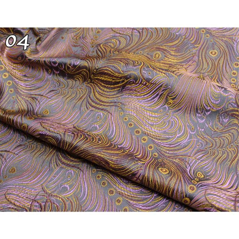 High-end Ethnic Brocade Silk Fabric Peacock Feather Pattern Jacquard Satin Fabric DIY Sewing Cheongsam Apparel Upholstery Decor