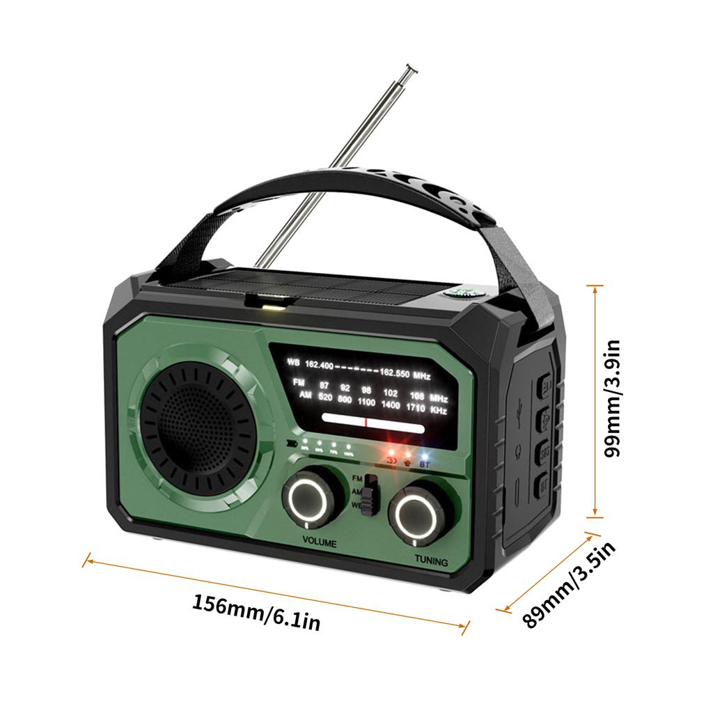 16000mAh Hand Crank Emergency Radio Wireless Hand Crank Weather Radio NOAA/AM/FM Portable Solar