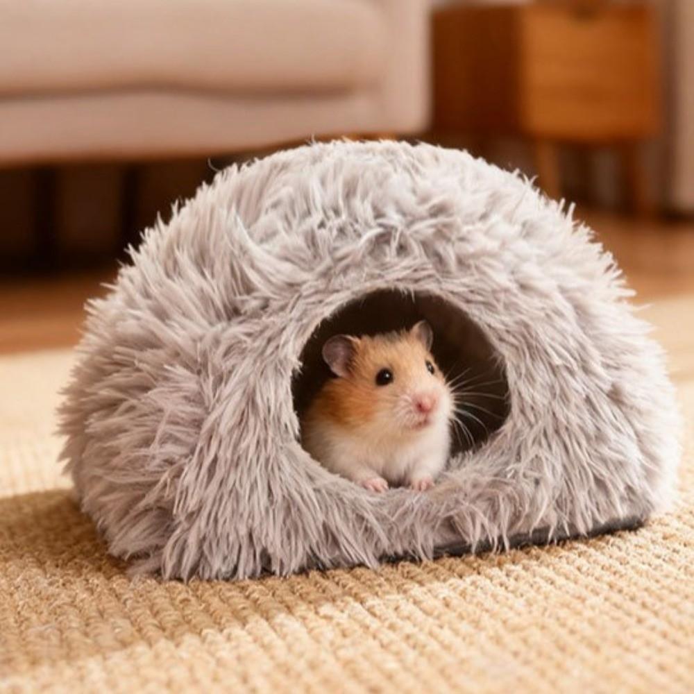 Fluffy Warm Hamster Plush Nest Comfortable Soft Rabbit Sleeping Nest Non-slip Windproof Hamster Cage Cage Decoration