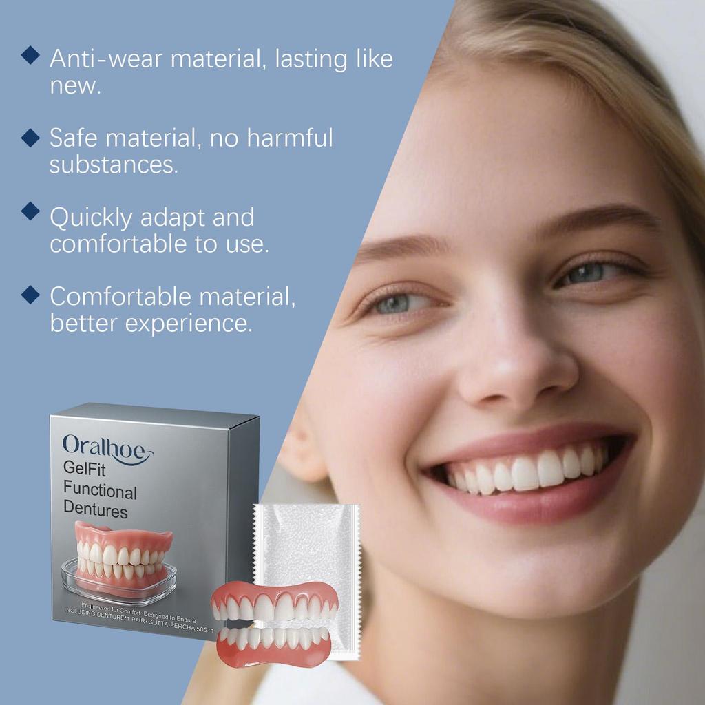 Силиконовые зубные протезы, искусственные зубы, полный набор, мягкие, безопасные, простые в использовании, идеальная посадка, для полости рта, улучшают состояние при потере зубов, сломанный временный набор для протезов