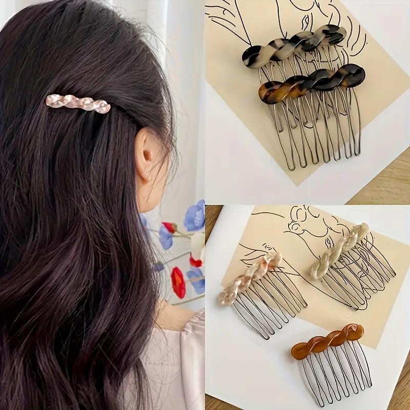 1PCS Elegant Acetate Bowknot Twist Hair Comb Princess Side Hair Clip Bangs Clip Hair Style Accessories
