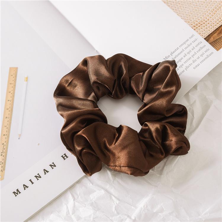 1Pc 12cm Black Brown Women Silk Satin Scrunchies Korean Ladies Girls Elastics Hair Band Ponytail Hold Hair Accessories