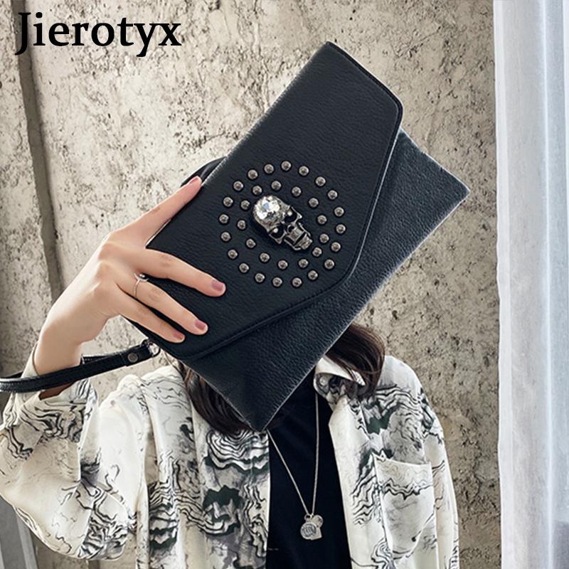 Женский клатч в готическом стиле, винтажная женская сумка с заклепками и черепом, кожаная сумка через плечо, сумка через плечо, Прямая поставка