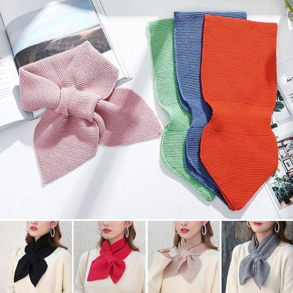 Windproof Cross Scarf Warm Sweater Bowtie Winter Neck Warmer  Women