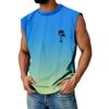Мужская летняя майка без рукавов с принтом, круглым вырезом и градиентом, спортивная, в стиле кэжуал