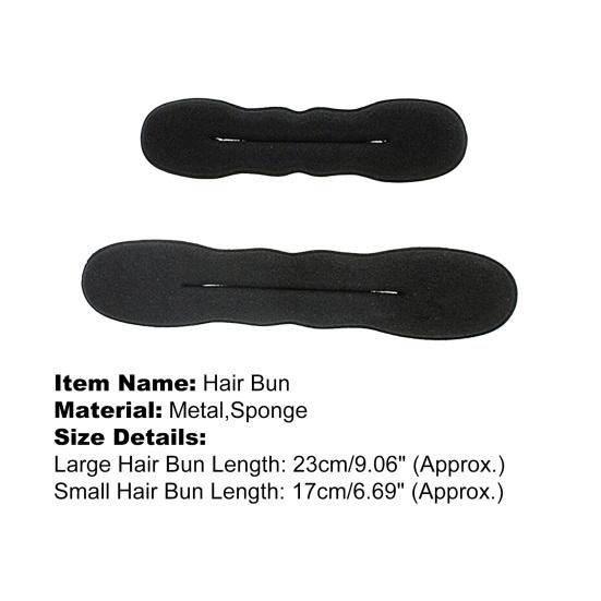 2Pcs/Set Hair Bun Easy-cleaning Multifunctional Black Sponge Hair Styling Tools for Girl
