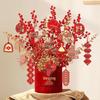 Korean Style New Year Housewarming Ornament: Plush Flower Fortune Bucket for Living Room