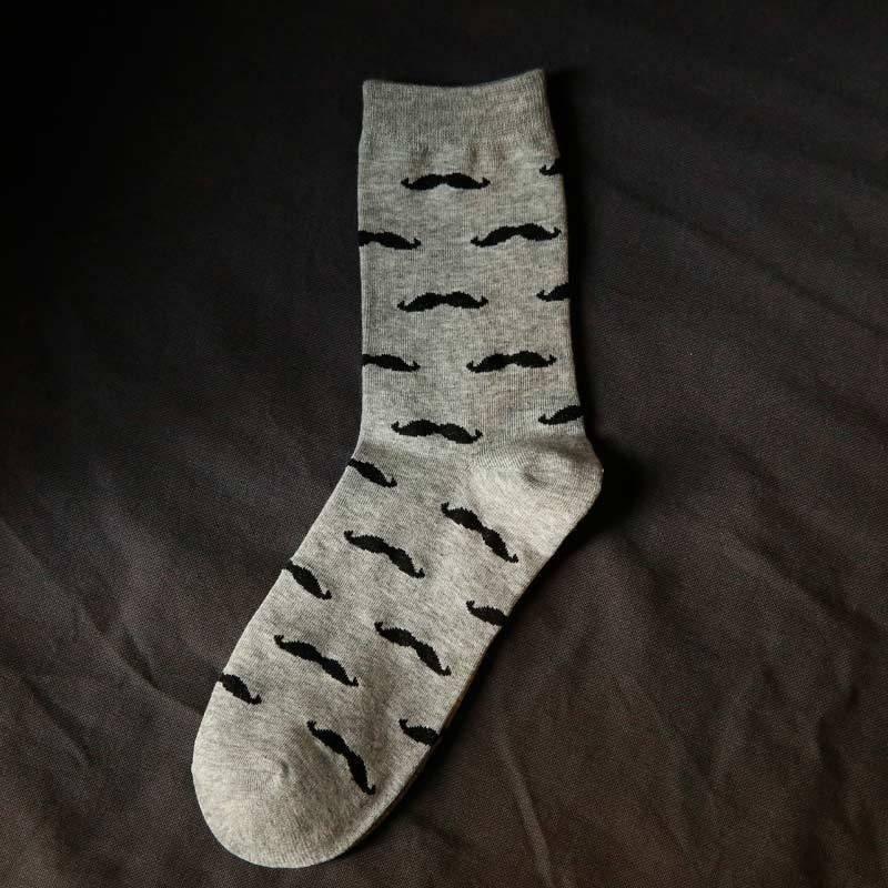Men Socks Casual Pure Cotton Beard Pattern Tube Socks Men Fashion Solid Color Funny Happy Socks