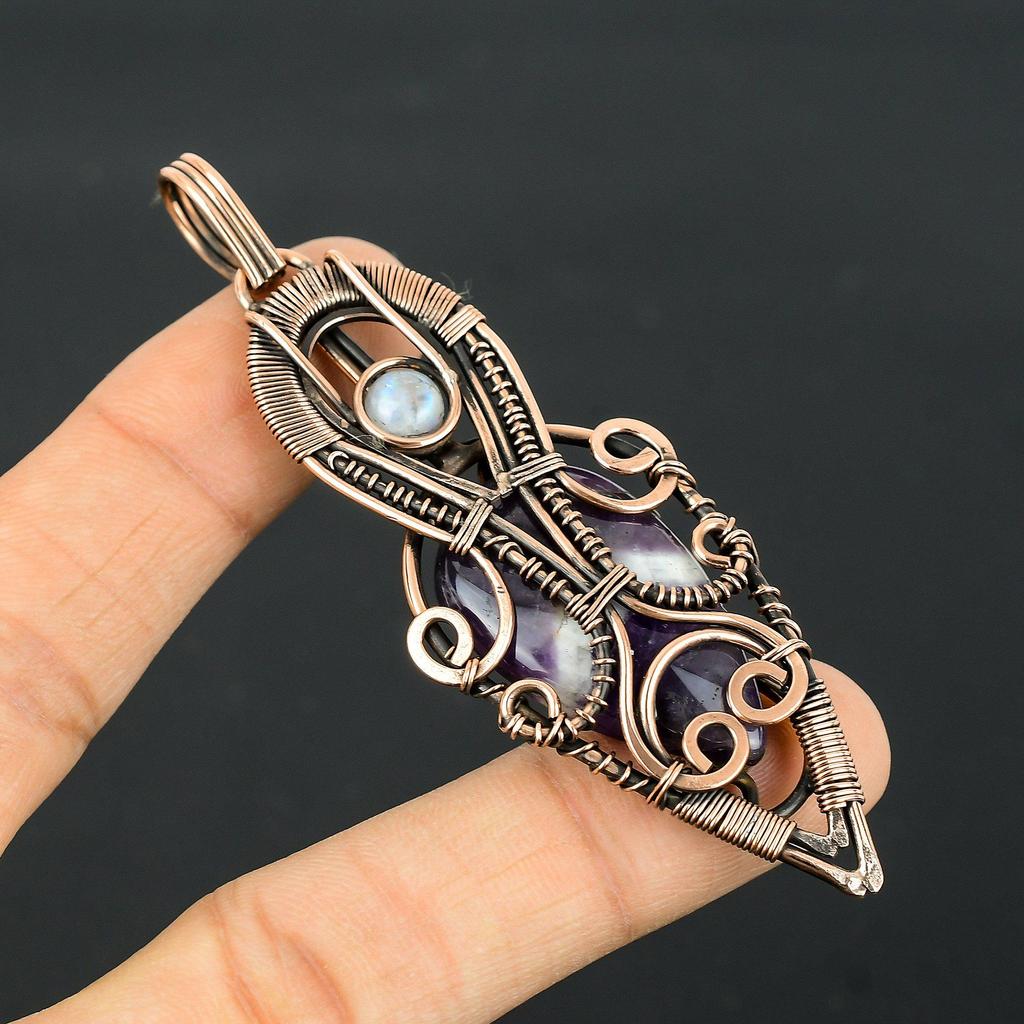 Sage Amethyst Pendant, Gemstone 999 Copper Wire Wrapped Jewelry Pendant, Handmade Jewelry Birthstone Pendant, Gift For Him
