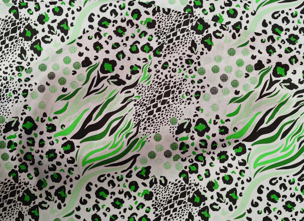 oneOone Cotton Poplin Green Fabric Animal Skin Dress Material Fabric Print Fabric By The Yard 42 Inch