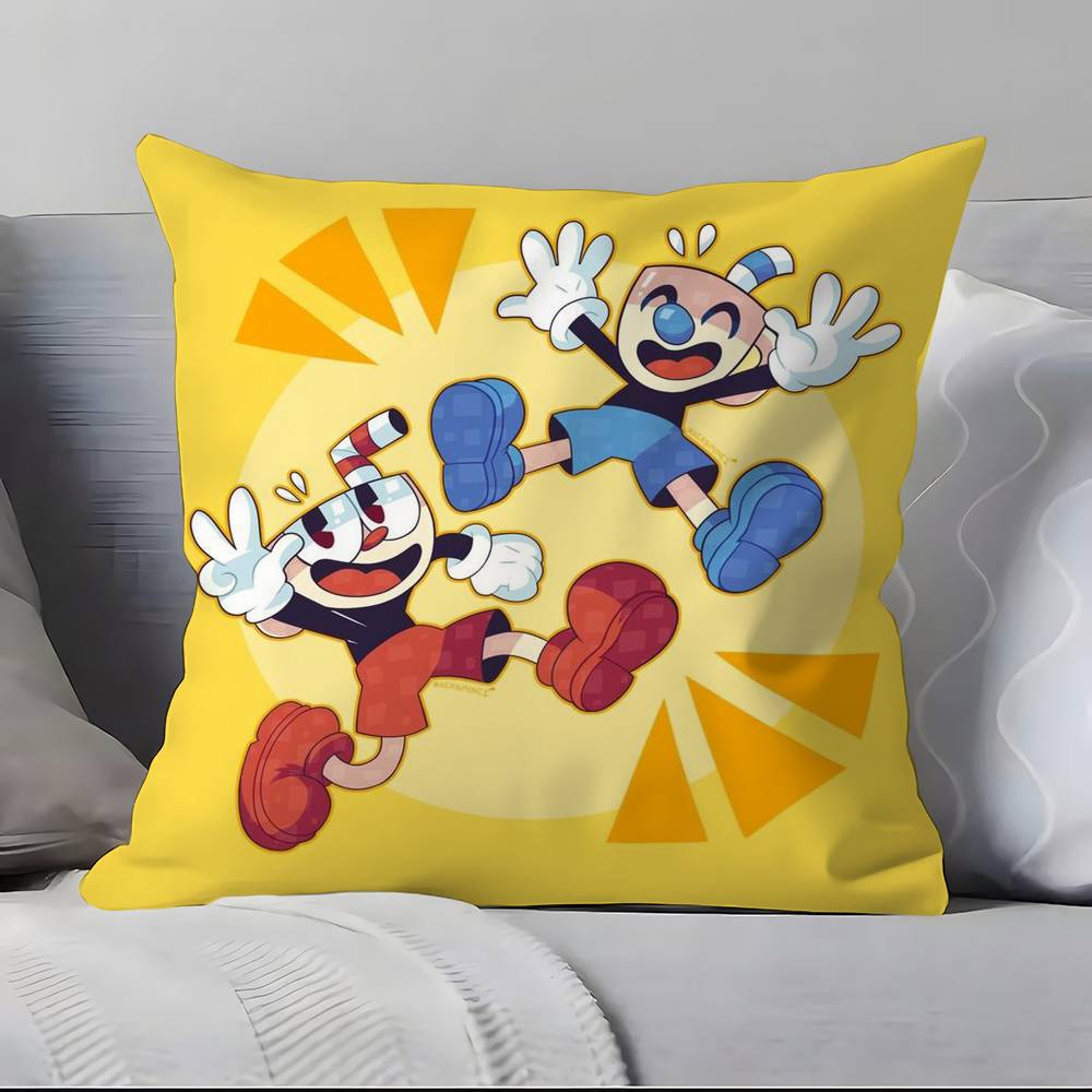 Классическая Милая Наволочка для Подушки C-Cuphead Ультра Мягкая Кожевенная Ткань Облачное Комфортное Ощущение и Скрытая Молния