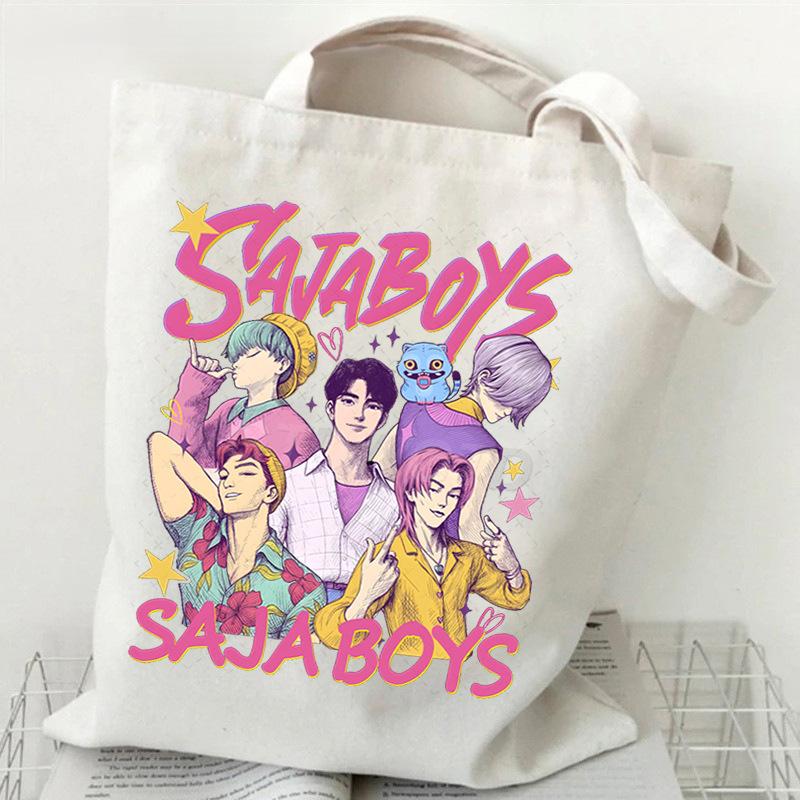 Холщовая сумка-тоут Demon Hunters Huntrix Girl K-Pop Наплечная сумка Saja Boys Zoey Rumi Mira Сумка для ежедневного шопинга, школы, поездок на работу