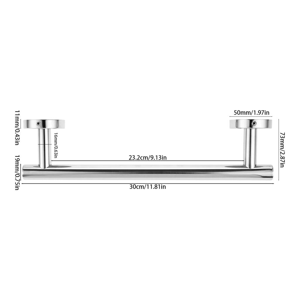 30cm/40cm Towel Rail Single Bar Shower Towels Rod Holder 304 Stainless Steel Hanging Towels Clothes Hanger Bathroom Accessories