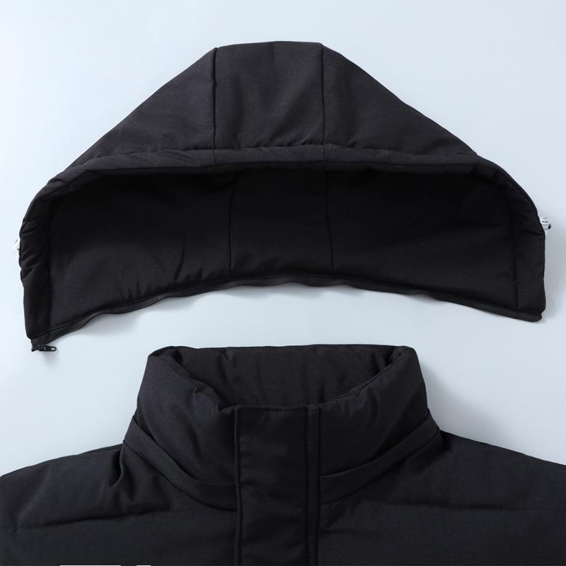 Зимние стоячие воротники, теплые капюшоны, однотонные жилеты, мужские майки, модные теплые куртки