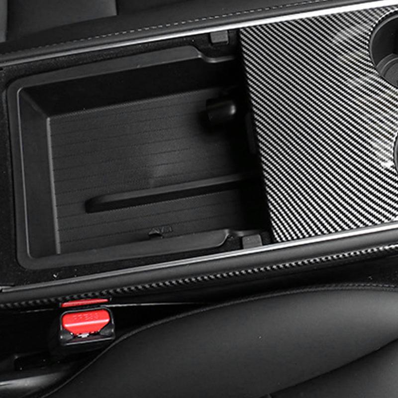 Storage Box with Sunglasses Bracket Segmented Center Console Storage Box Fit for Tesla Model 3/Y Armrest Storage Box