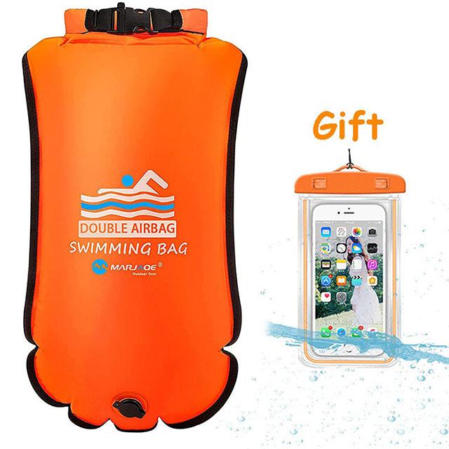 20L Waterproof Inflatable Swimming Dry Bag With Phone Pouch Open Buoy Tow Float Double Air Bags With Waist Belt Water Sport
