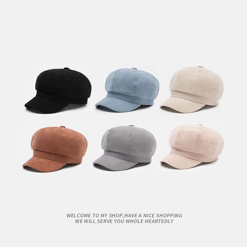 Осень-зима Вельветовая восьмиугольная кепка берет женская теплая кепка художника