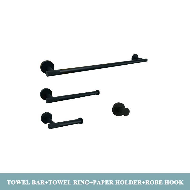 Matte Black Bathroom Stainless Steel Knurled Towel Rack Paper Holder Towel Bar Soap Dispenser Toilet Brush Hardware Accessories