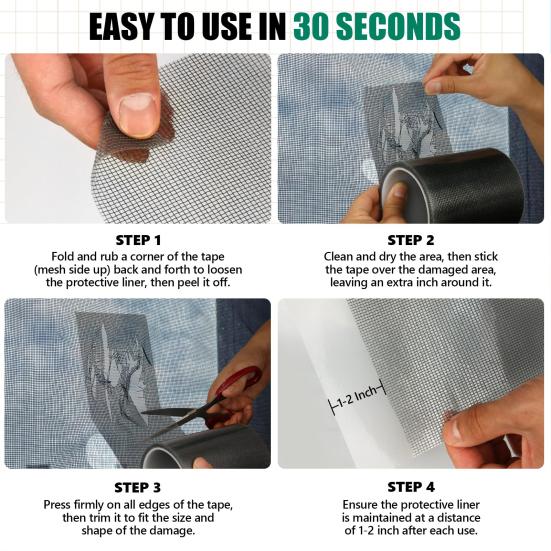 Лента для ремонта оконных стекол, прочная клейкая лента, очень длинная, широкого применения, лента из стекловолокна, набор заплат для ремонта сетки